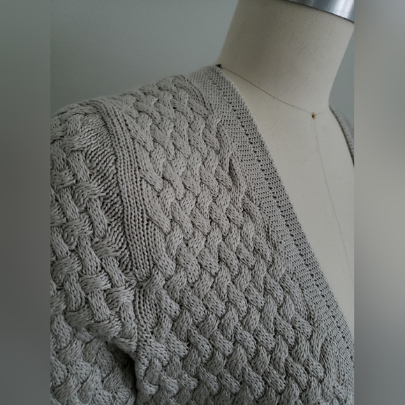 BANANA REPUBLIC silver grey basket weave knit cardigan - Picture 7 of 7